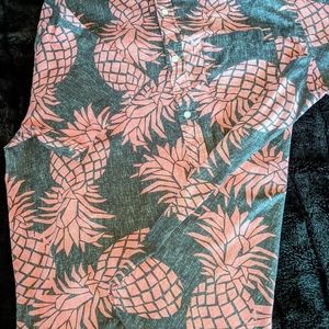 Mens Tropical Print Button Up